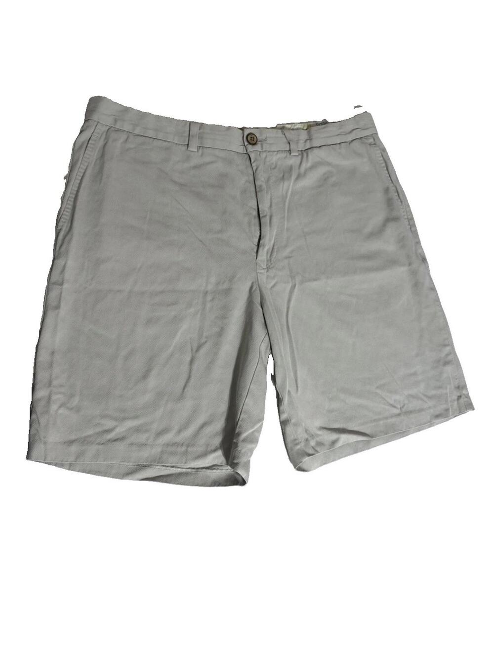 Tommy Bahama Silk Shorts Mens 36 Beige Flat Front Chino Casual Resort
